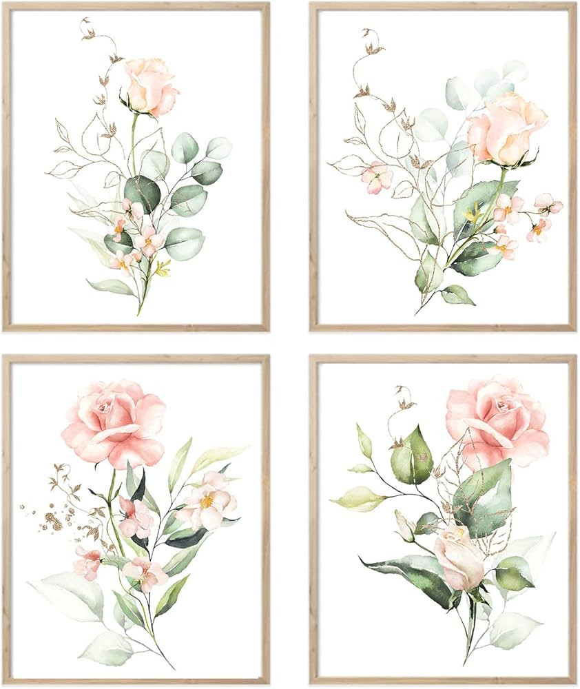 JITUIHOM Set of 4 Watercolor Botanical Wall Art Pictures Minimalist Nature Floral Plant Canvas Pr... | Amazon (US)