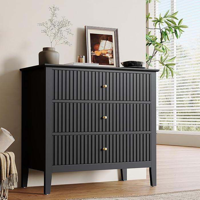RoyalCraft 32" Large Nightstand, Fluted Painted Bedside Table with 3 Spacious Drawers, Modern Tal... | Amazon (US)