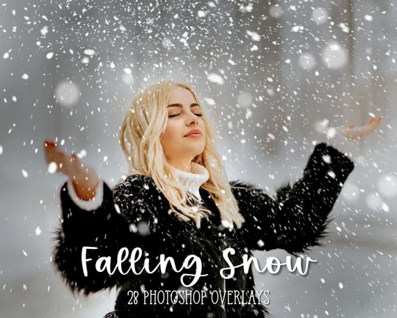Falling Snow Photoshop Overlays, Lightroom Brushes Photo Editing for Photoshop | Etsy (US)