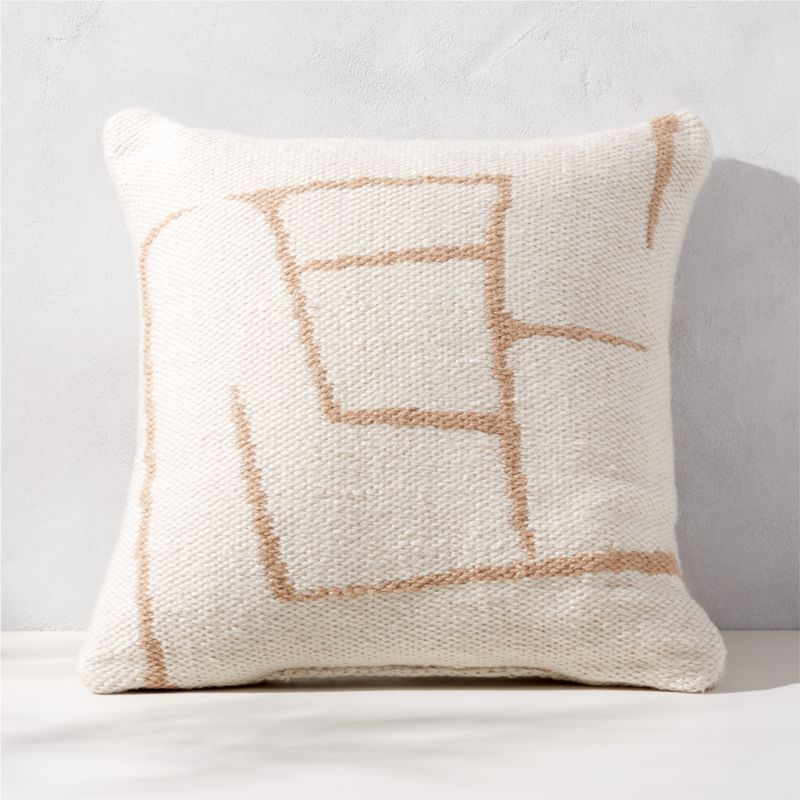 Faro Modern Natural and White Outdoor Throw Pillow 20'' | CB2 | CB2