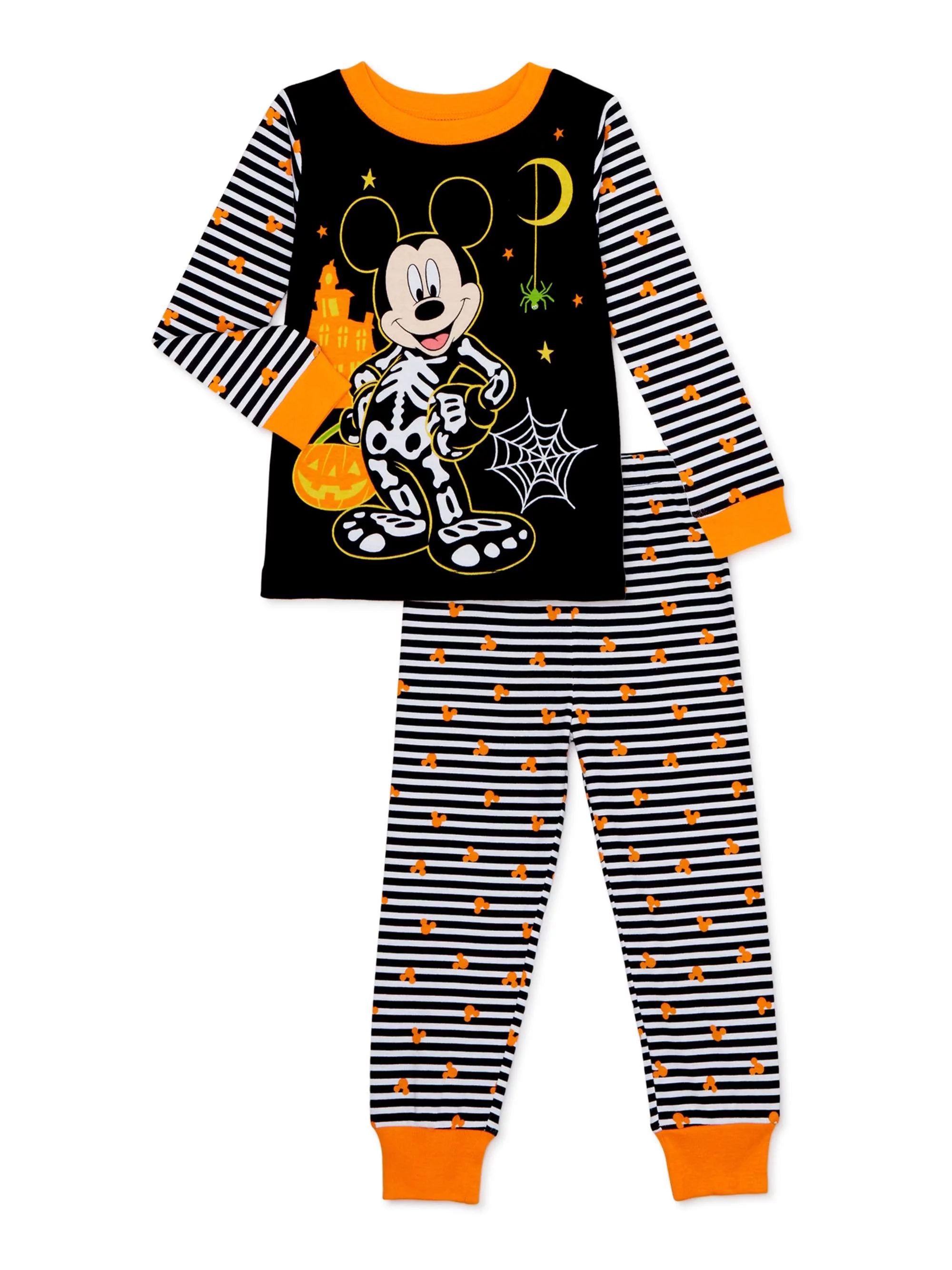 Mickey Mouse Halloween Baby and Toddler Boy Long Sleeve Snug Fit Cotton Pajamas, 2-Piece Set | Walmart (US)