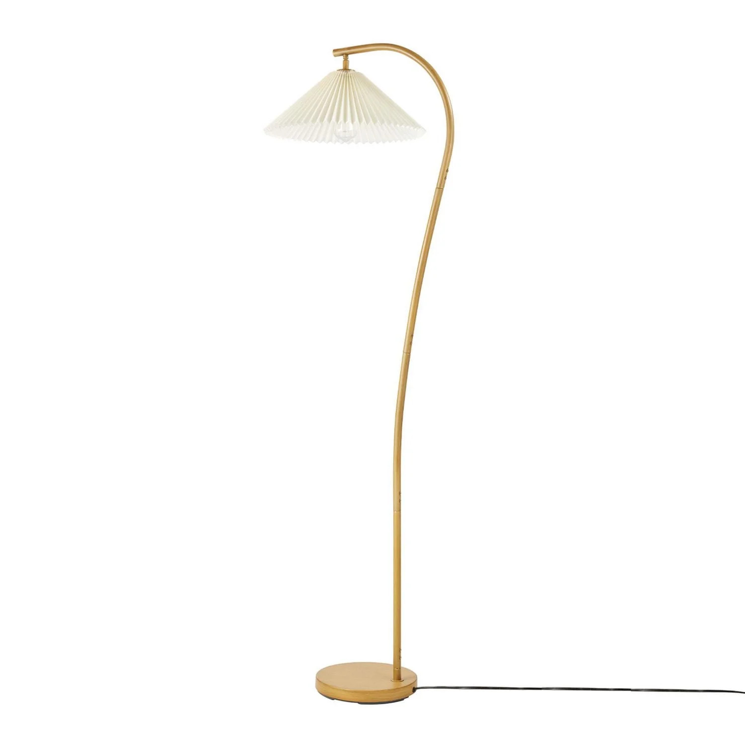 Novogratz x Globe 62" Wood Toned Floor Lamp with White Pleated Fabric Shade | Walmart (CA)