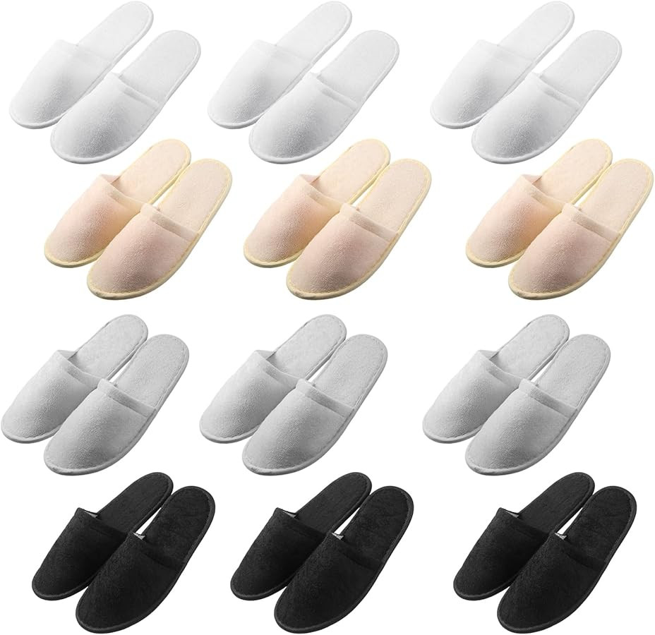 Geyoga 12 Pair House Slipper for Guest Non Slip Disposable Slipper for Travel Washable Reusable H... | Amazon (US)