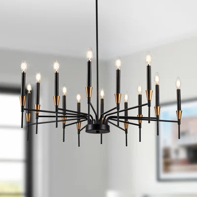Tomio Light Chandelier Gold Black Candle Chandelier Traditional Chandelier Farmhouse Chandelier Dining Room Chandelier | Wayfair North America