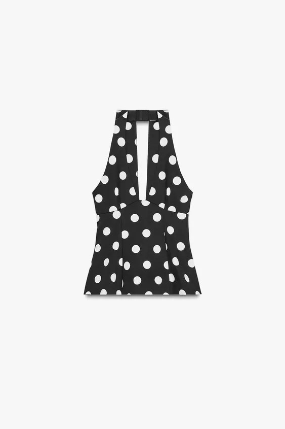 POLKA DOT HALTER TOP WITH BACK BOW | Zara UK