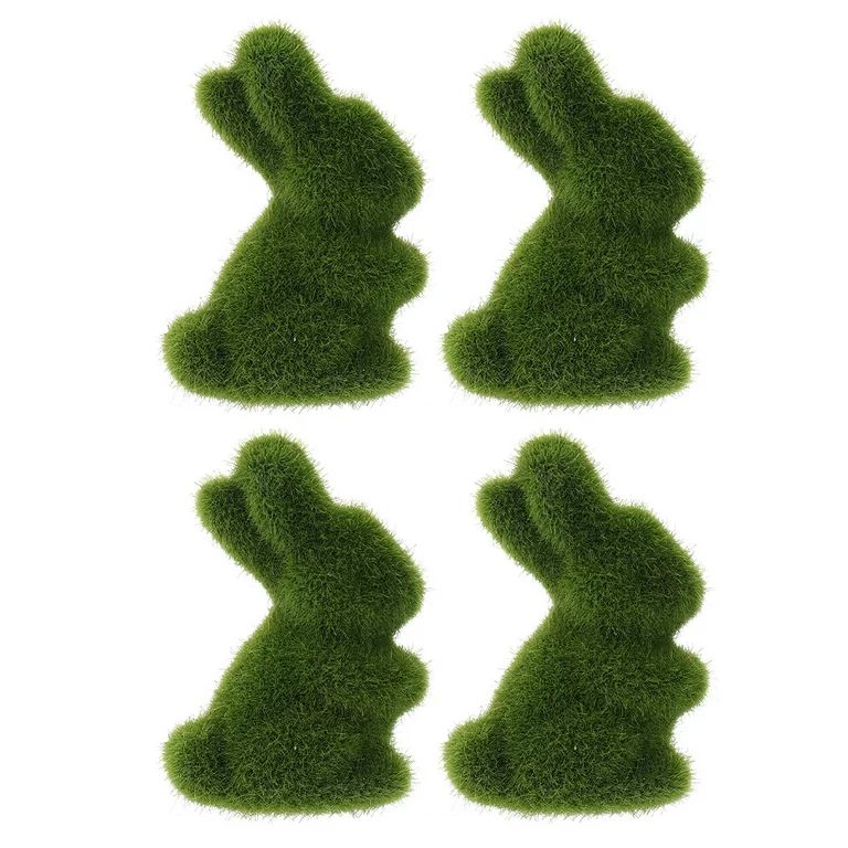 4pcs Easter Moss Bunny Figurine Artificial Flocked Rabbit Spring Festival Garden Yard Decor | Walmart (US)