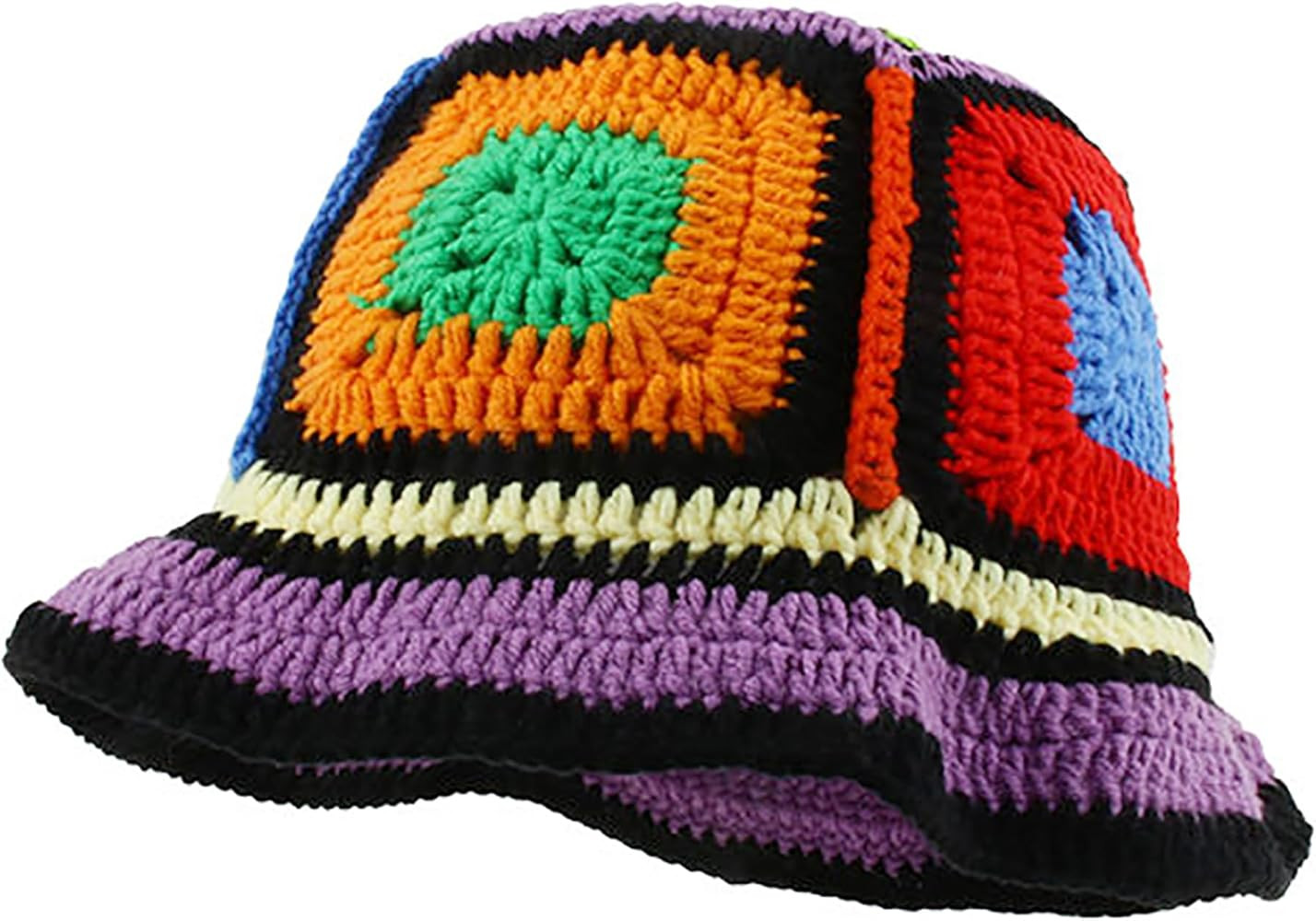 Women-Crochet-Hat-Knitted Floral Bucket-Hat-Handmade Plaid Fisherman-Hat-for-Women Fall-Spring-Wi... | Amazon (US)