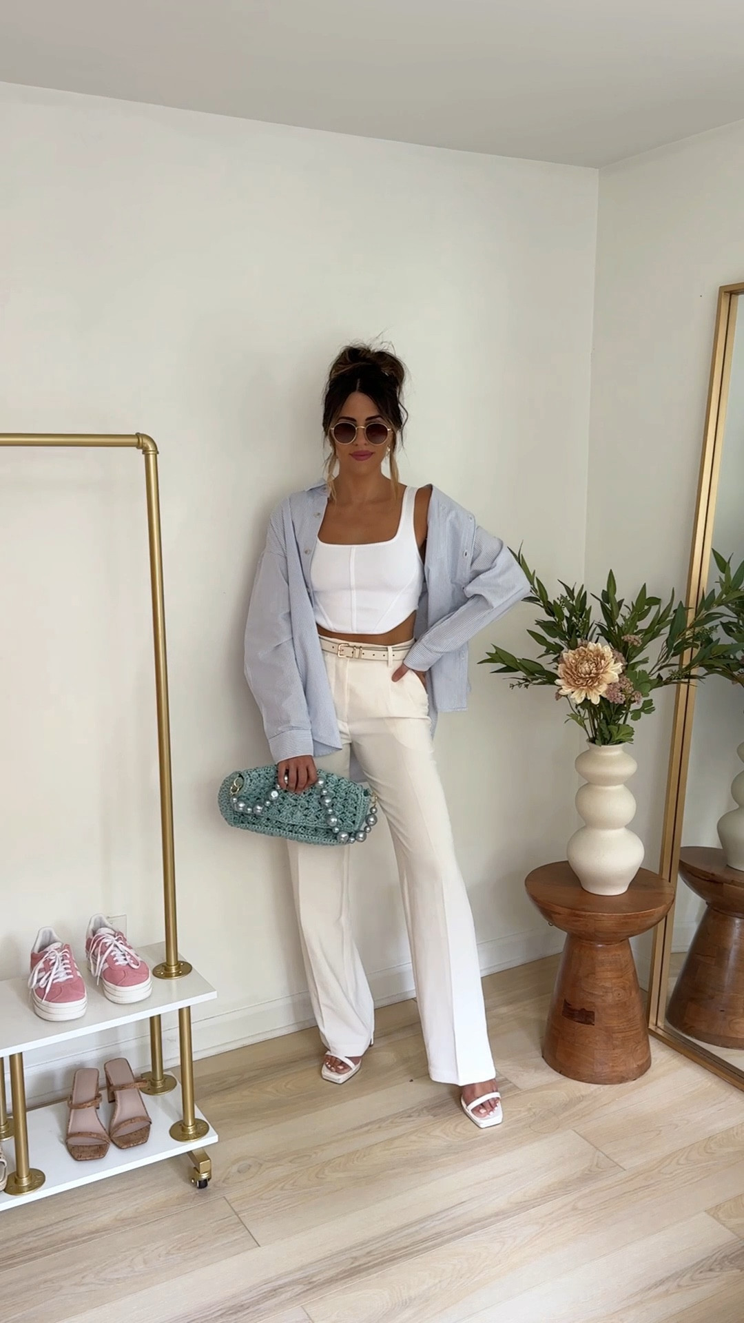 one pair of white trousers styled four ways for summer (wearing size 4 long in the pants and size small in everything  else!

Trouser pants styled | summer outfit ideas | elevated casual outfits | Aritzia | summer outfit inspo

#LTKFindsUnder100 #LTKStyleTip #LTKVideo