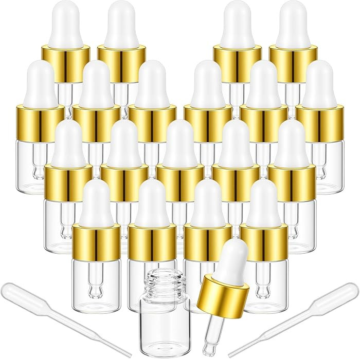 Sibba 20 Pcs Mini Dropper Bottle for Cuticle Oil, 2ml Empty Essential Oil Bottles Small Sample Bo... | Amazon (US)