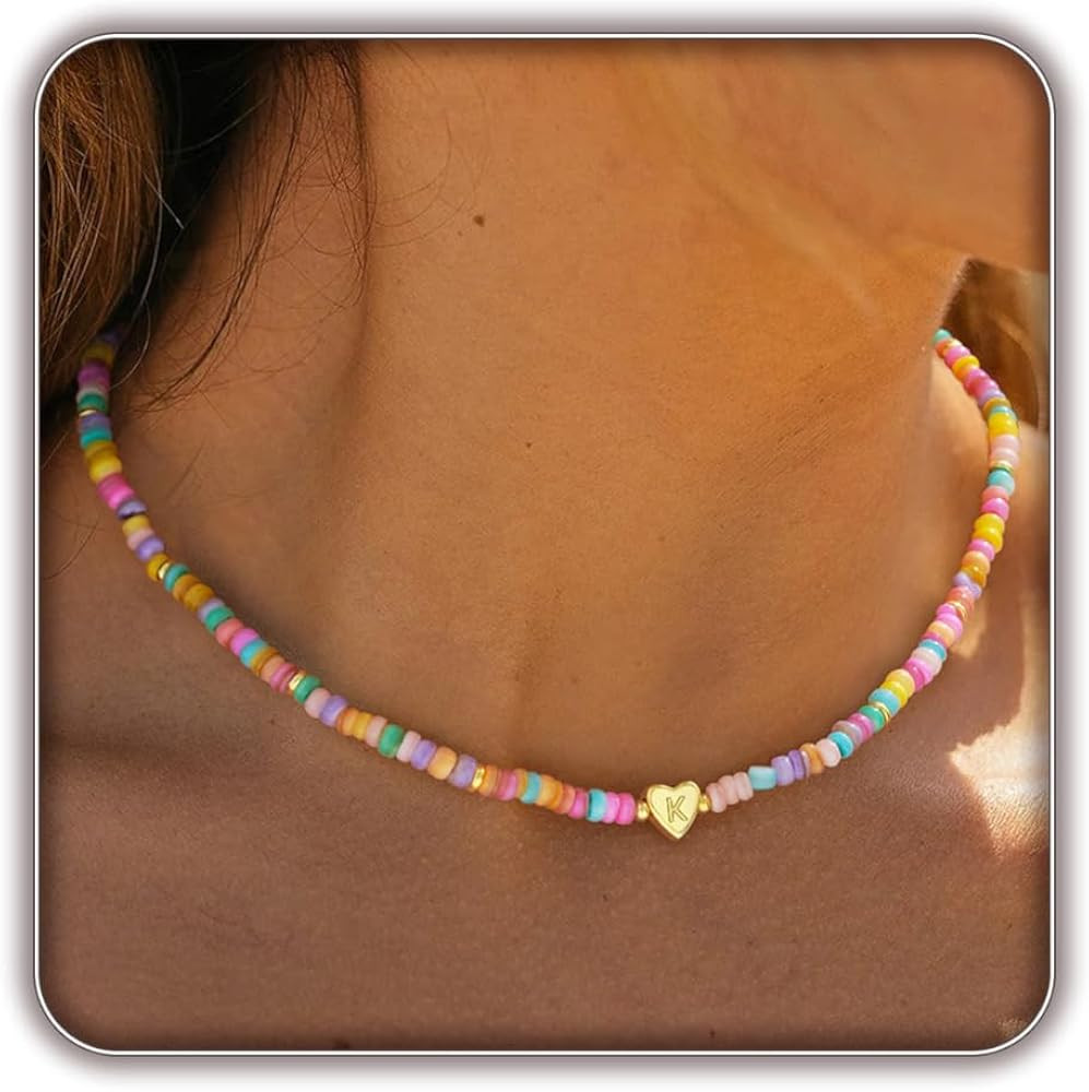 Easter Basket Stuffers for Her-Initial Necklaces 14k Gold Plated Personalized Heart Letter A-Z Pe... | Amazon (US)