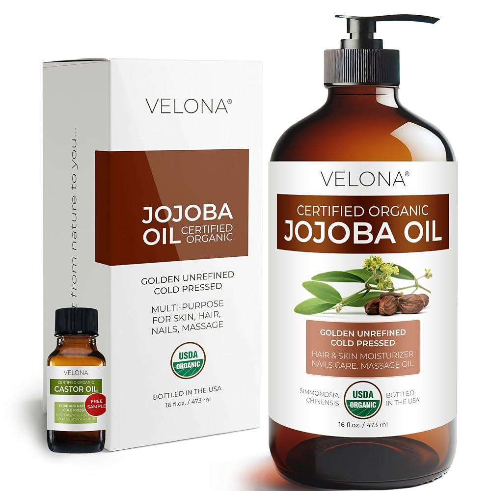 velona Jojoba Oil USDA Certified Organic - 16 Fl Oz in Glass Bottle | 100% Pure and Natural | Gol... | Amazon (US)