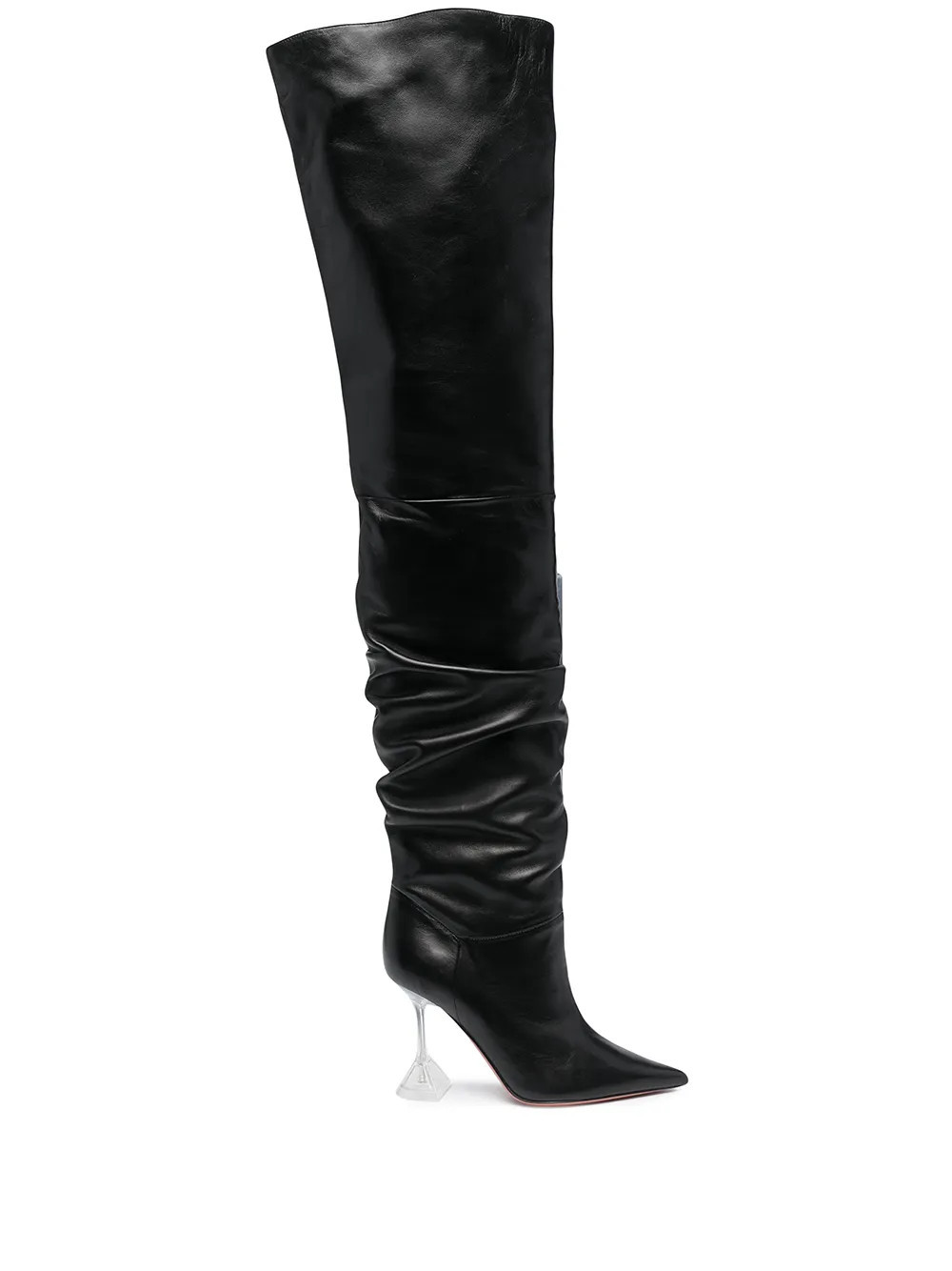 Amina Muaddi Olivia thigh-high leather boots - Black | Farfetch Global