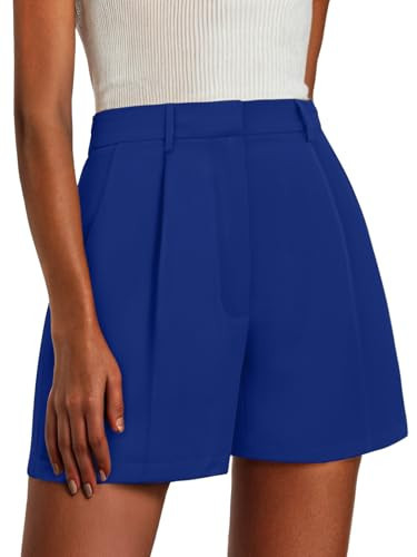Feiersi Womens Shorts Dressy Casual Elastic Waisted Tailored Work Shorts with Pockets(Royal Blue,Large) | Amazon (US)
