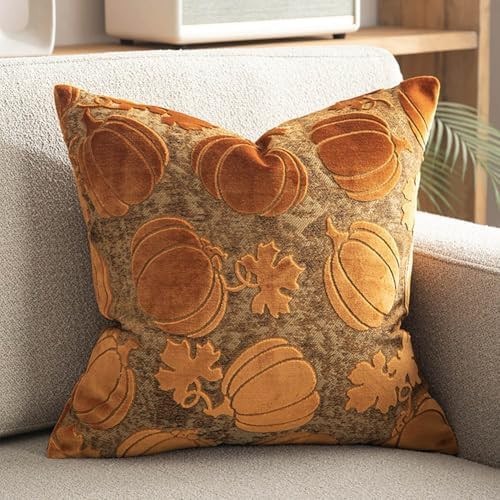 vctops Fall Decorative Throw Pillow Cover Soft Velvet Autumn Harvest Pumpkin Cushion Cover Farmho... | Amazon (US)