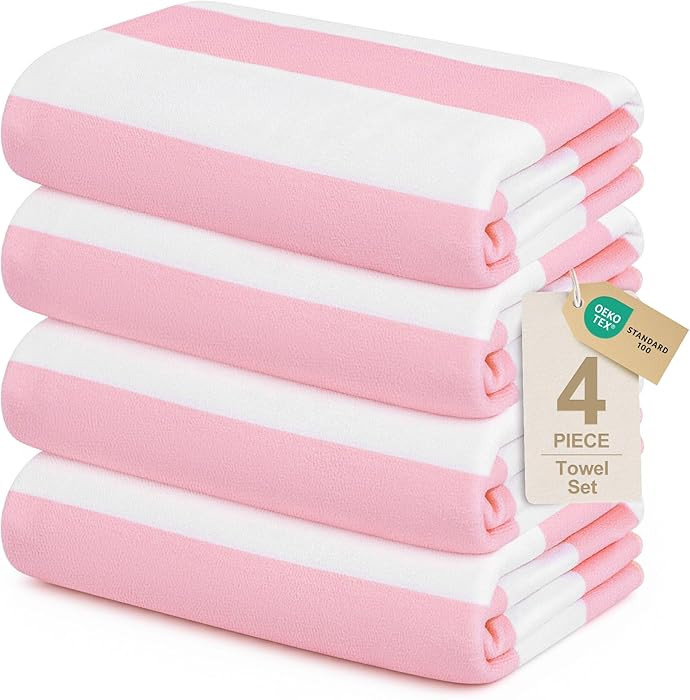 Touchat 4 Pack Beach Towels Oversized 30'' x 60'' Microfiber Pool Swim Bath Camping Travel Cabana... | Amazon (US)