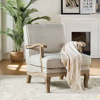 Amilio 28" W Farmhouse Polyester Armchair with Solid Wood Legs | Wayfair North America