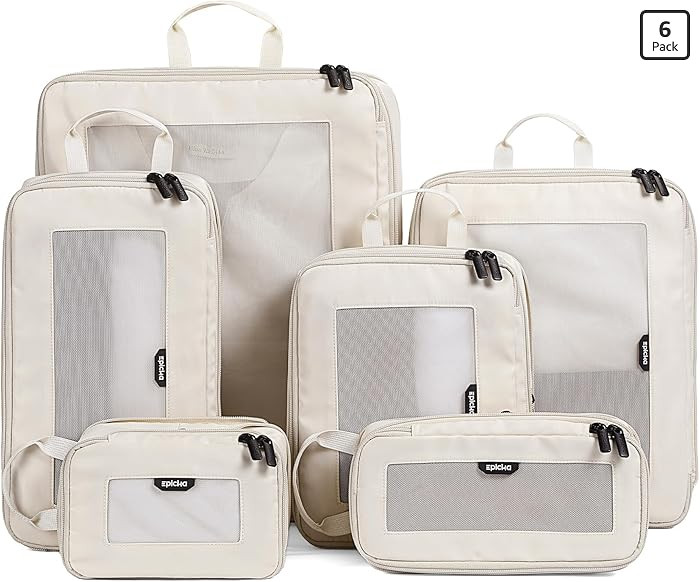 EPICKA TripCozy Compression Packing Cubes - 6 Set Durable Travel Organizer Bags with Mesh Top, Ex... | Amazon (US)