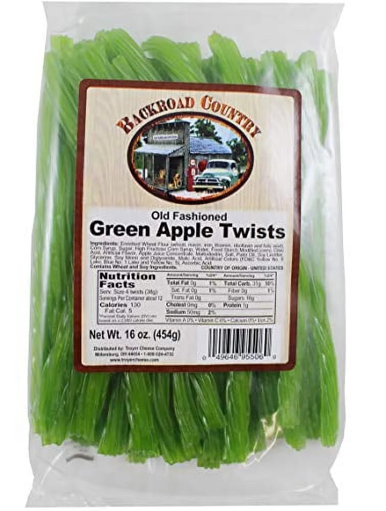 Backroad Country Old Fashioned Green Apple Twists - Licorice Candy - Made in the USA - 16 OZ (Pac... | Walmart (US)