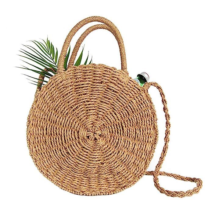 Straw Crossbody Bag Women Weave Shoulder Bag Round Summer Beach Purse and Handbags | Amazon (US)