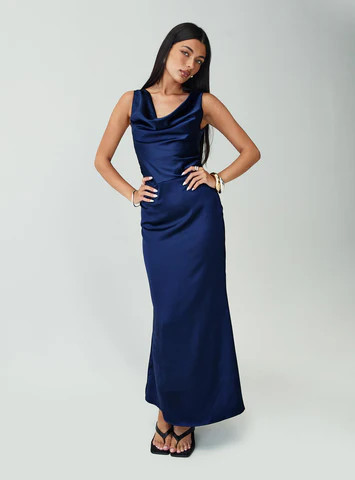 Soprano Plunge Maxi Dress Navy | Princess Polly US