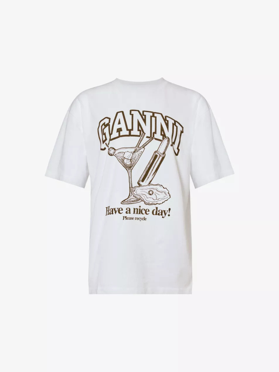 Cocktail-print organic and recycled-cotton T-shirt | Selfridges