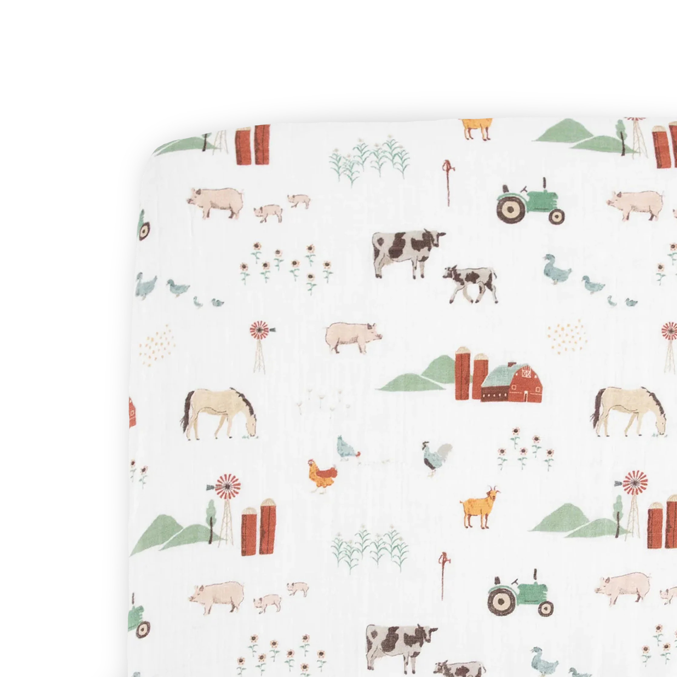 Cotton Muslin Crib Sheet - Farmyard | Little Unicorn