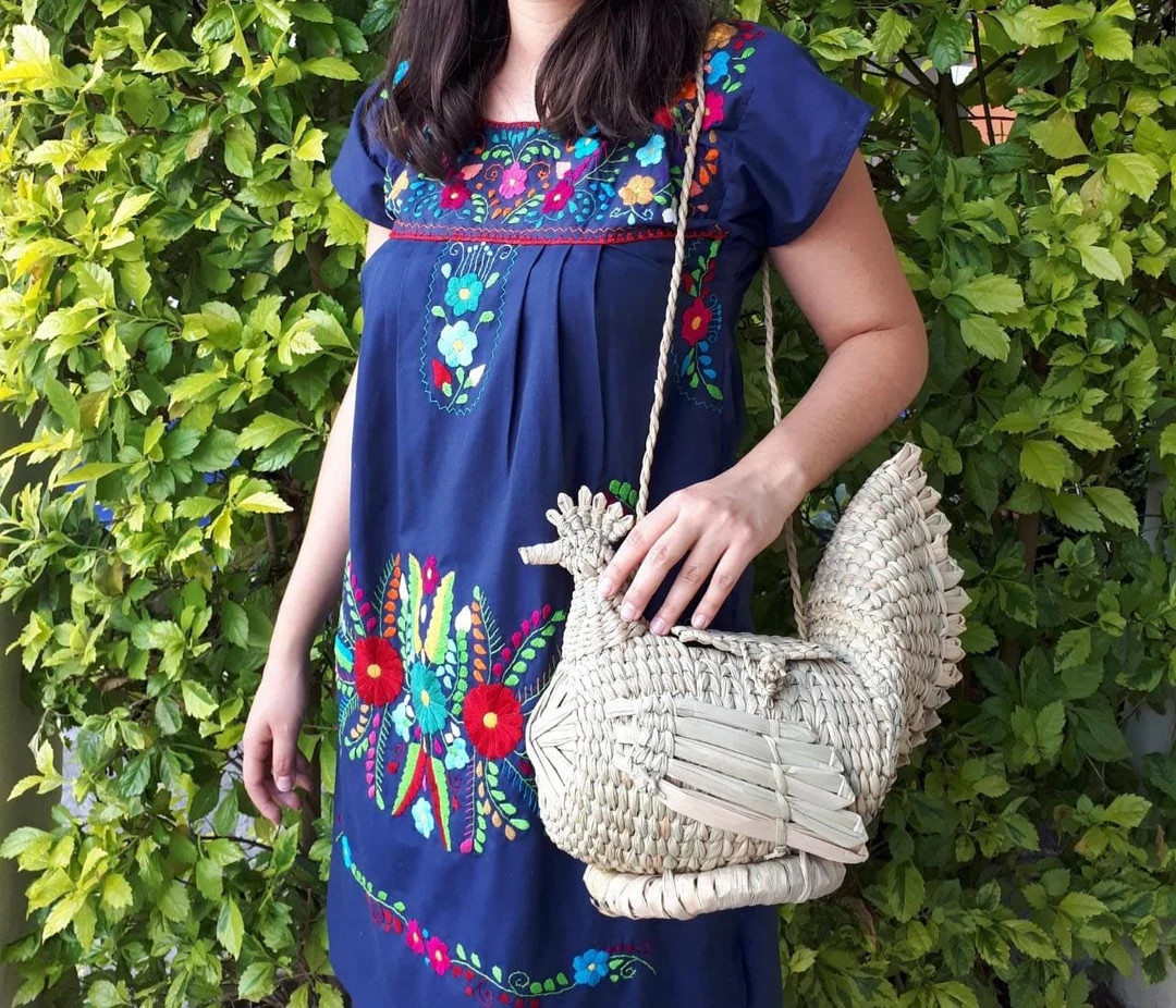 Chicken Woven Bag, Hen Bag, Rooster Rattan Bag, Mexican Straw Chicken Basket, Vintage Wicker Knit... | Etsy (US)