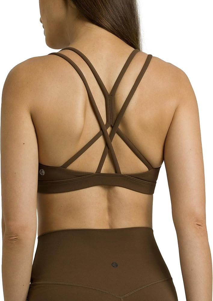 Colorfulkoala Women's Dreamlux Strappy Sports Bra Crisscross Back Yoga Tops with Molded Foam Cups | Amazon (US)