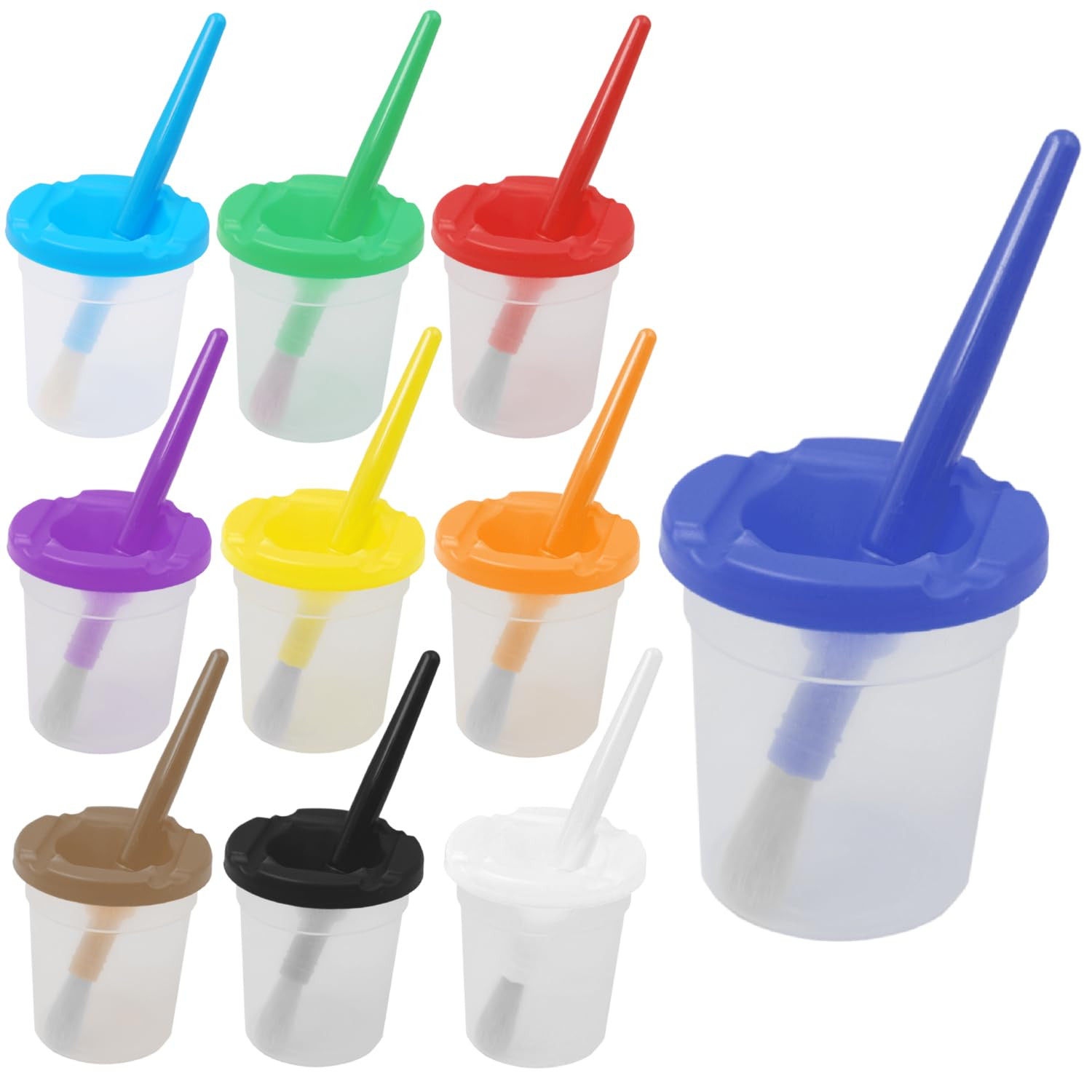 10pcs Paint Cups with Lids for Kids, Spill Proof Learning Color Cups for Young Artist | Amazon (US)