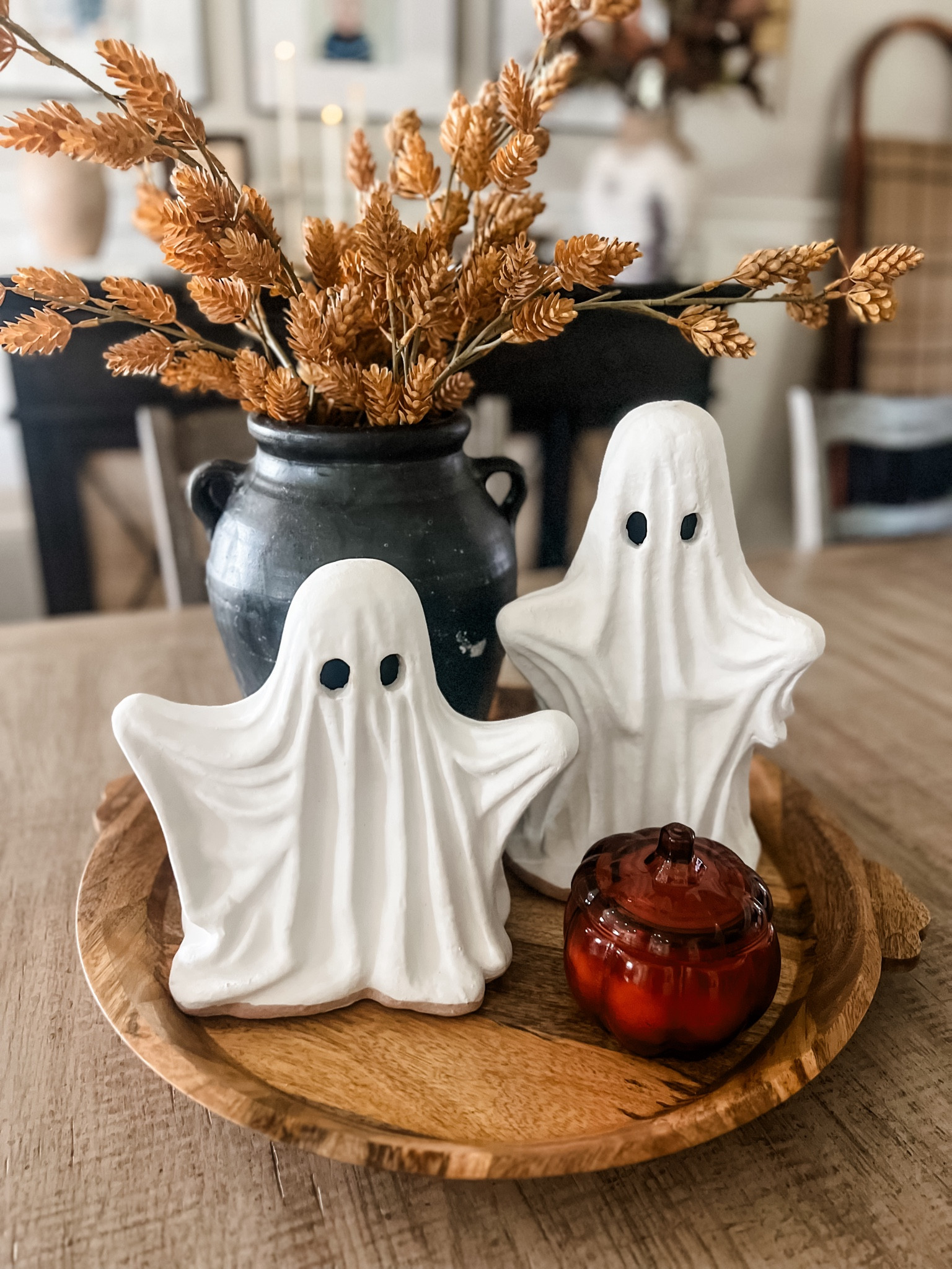 Halloween centerpiece idea!  These ghosts are one of my favorite Halloween decor purchases!  Shown here are the tall and short ghosts  

Pottery Barn, Halloween decor, pumpkin, fall decor, tray styling, 

#LTKHome #LTKSeasonal #LTKFindsUnder50