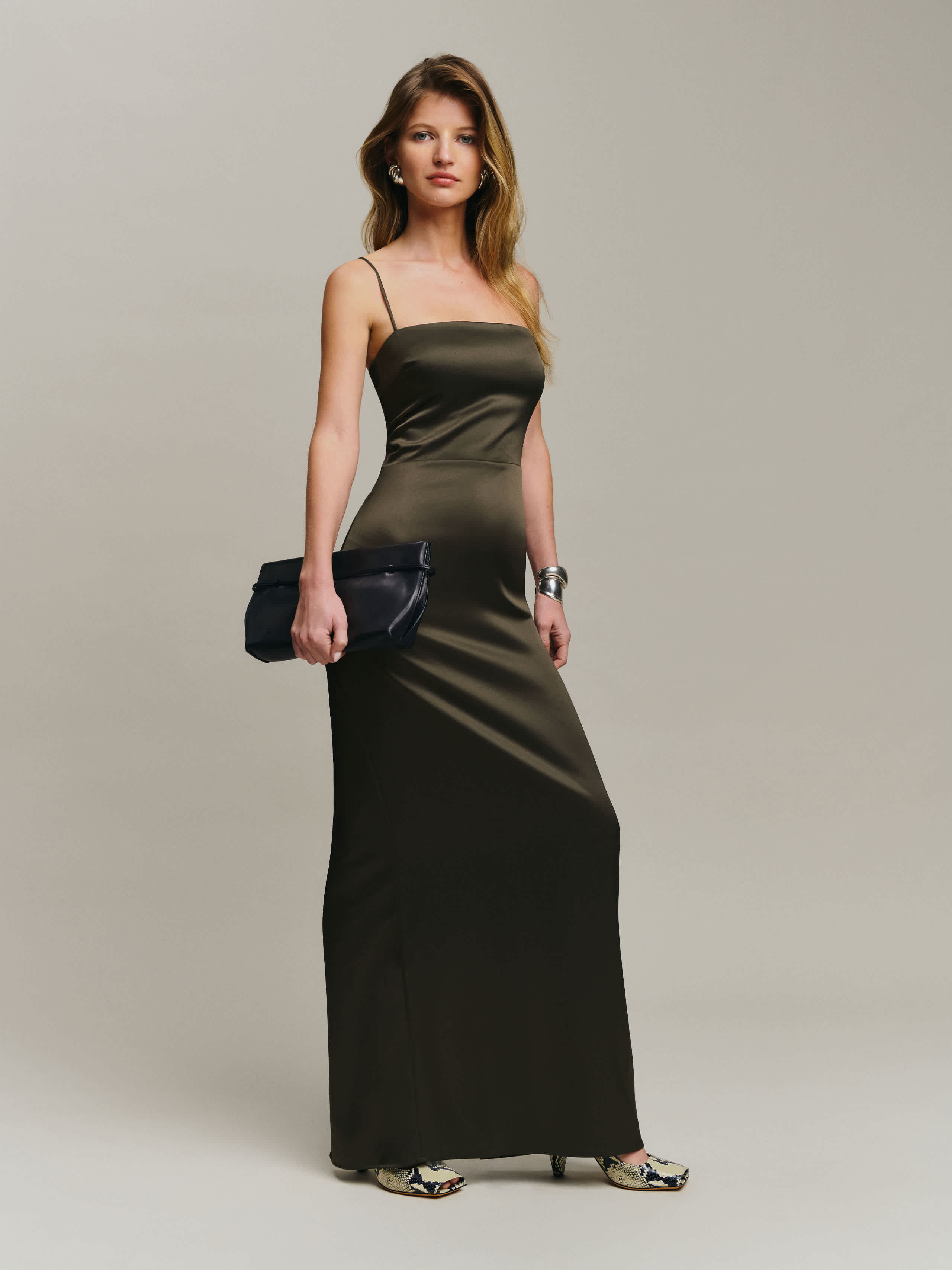 Reformation Frankie Satin Dress Green 0 | Reformation (Global)