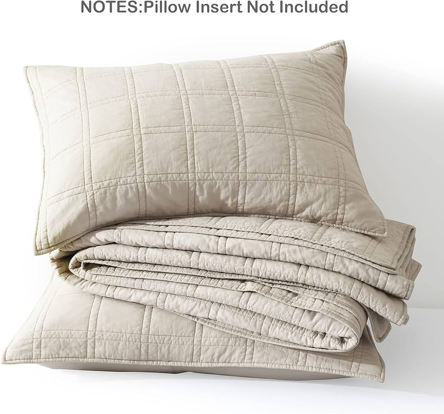 HORIMOTE HOME 100% Cotton Quilt King Size Beige Bedspread, Pre-Washed 3-Piece Cozy Lightweight St... | Amazon (US)