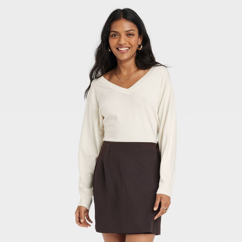 Women's Fine Gauge V-Neck Sweater - A New Day™ | Target