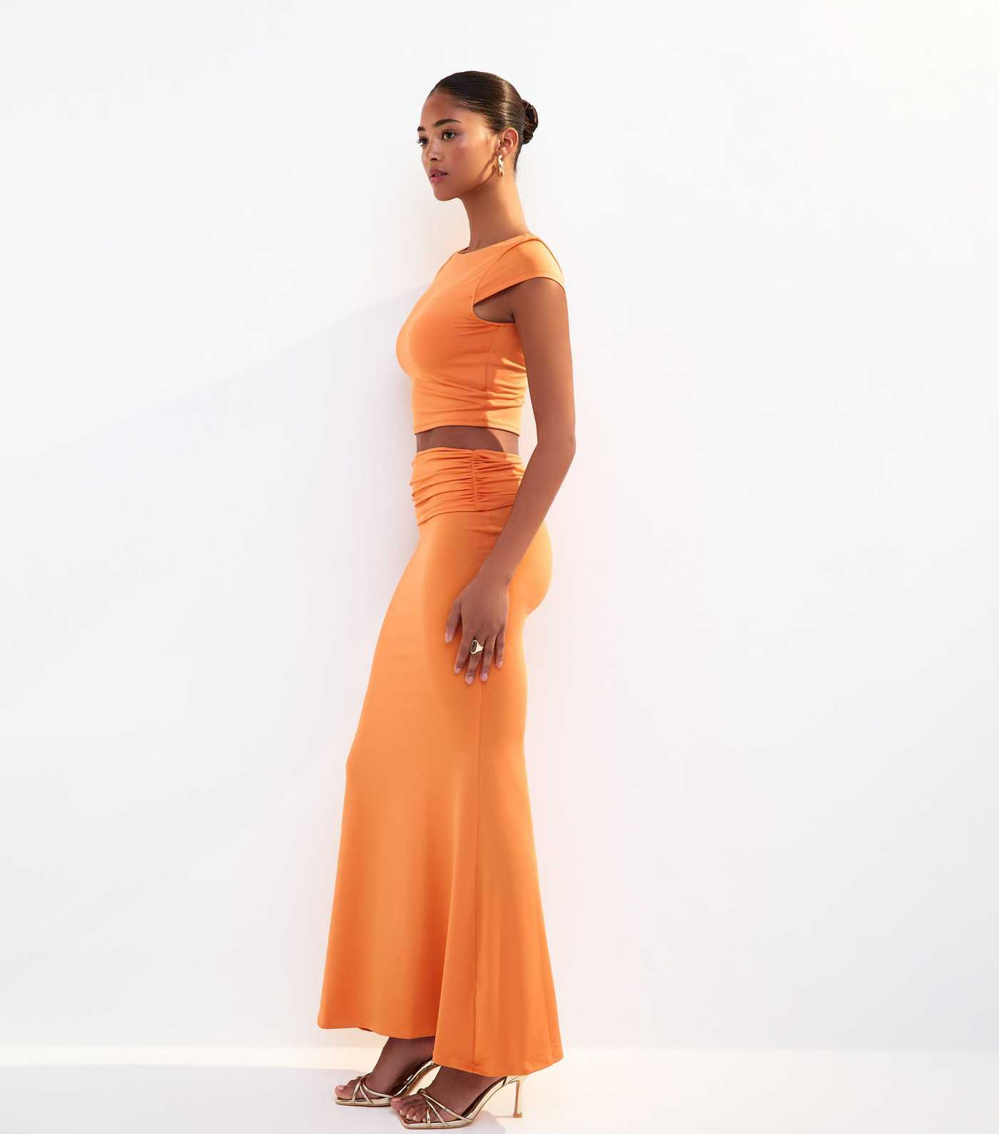 Bright Orange Foldover Midi Skirt  | New Look | New Look (UK)