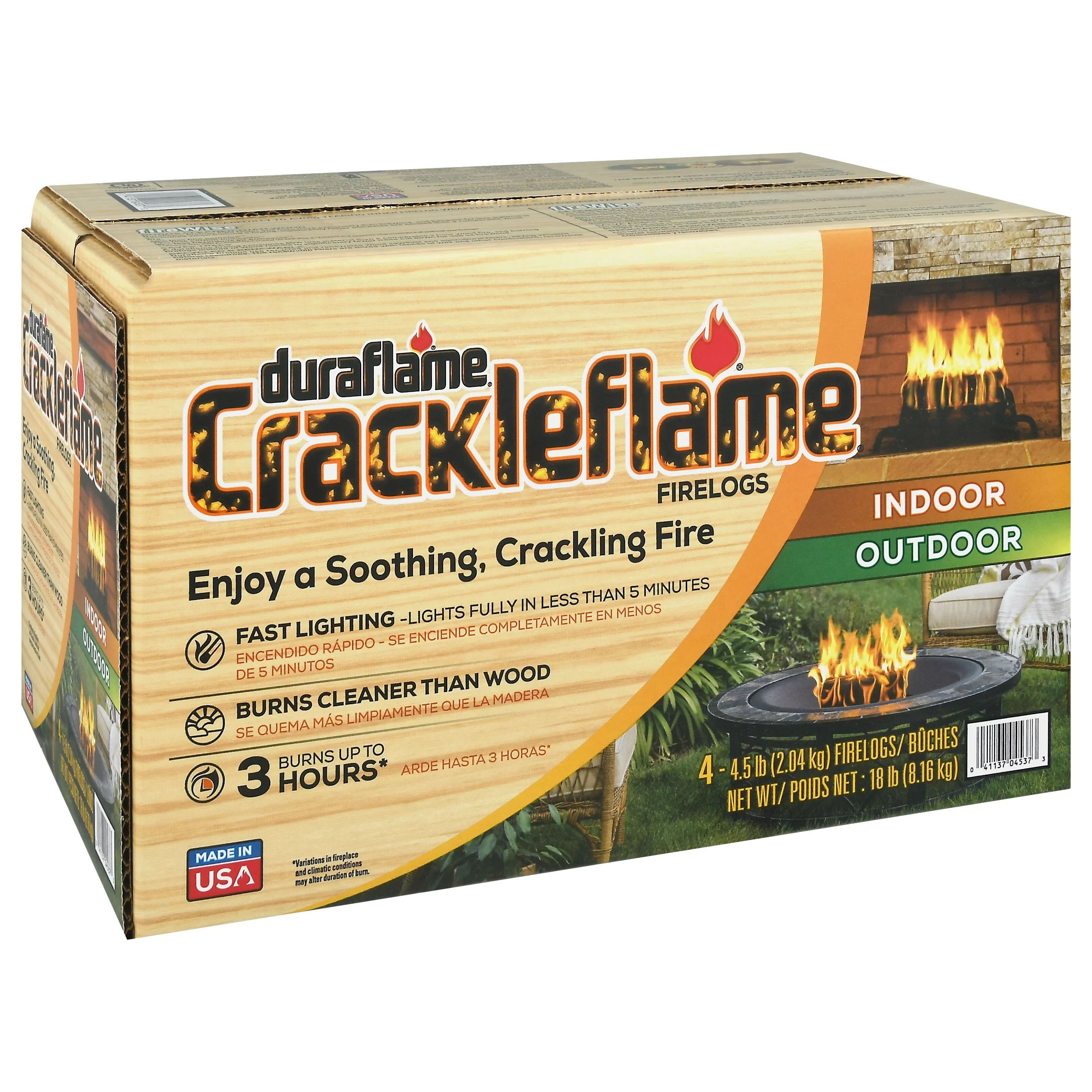 Duraflame Crackleflame 4.5lb Firelogs, 3 Hour Burn, 4-Pk Case | Walmart (US)