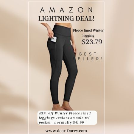 Amazon lightning deal!

Winter Cleese lined leggings with side pocket  tts
Comes in 6 colors on sale with pockets!
43% off $23.79

Hurry Today only deal normally $41.99


#LTKfit #LTKunder50 #LTKsalealert