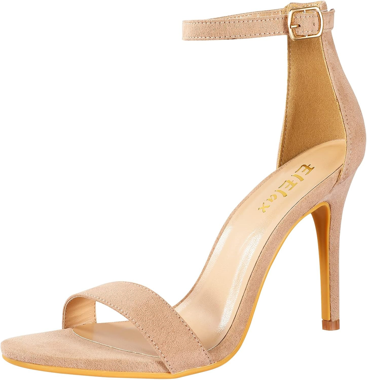 ElElax Black Nude Gold Heels for Women 4 Inches, Stiletto Heels Ankle Strap Heeled Sandals for Dr... | Amazon (US)