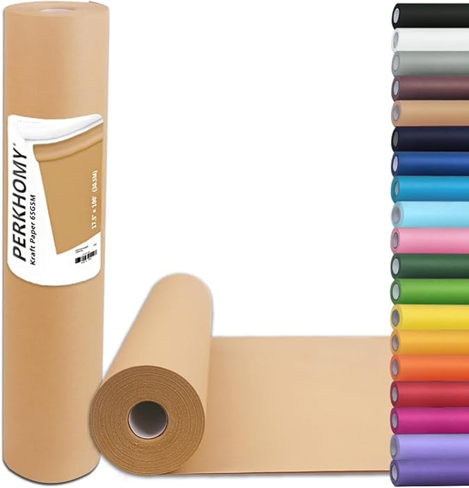 PerkHomy Brown Kraft Paper Roll 17.5" x 1,200" (100') for Gift Wrapping Bulletin Board Craft Art ... | Amazon (US)