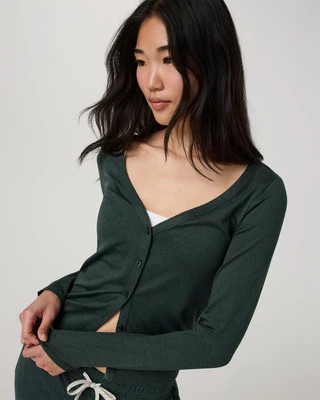 Vuori Long Sleeve Halo V-Neck Cardigan | Hemlock Heather | XS, Size Extra Small | Vuori Clothing (US & Canada)