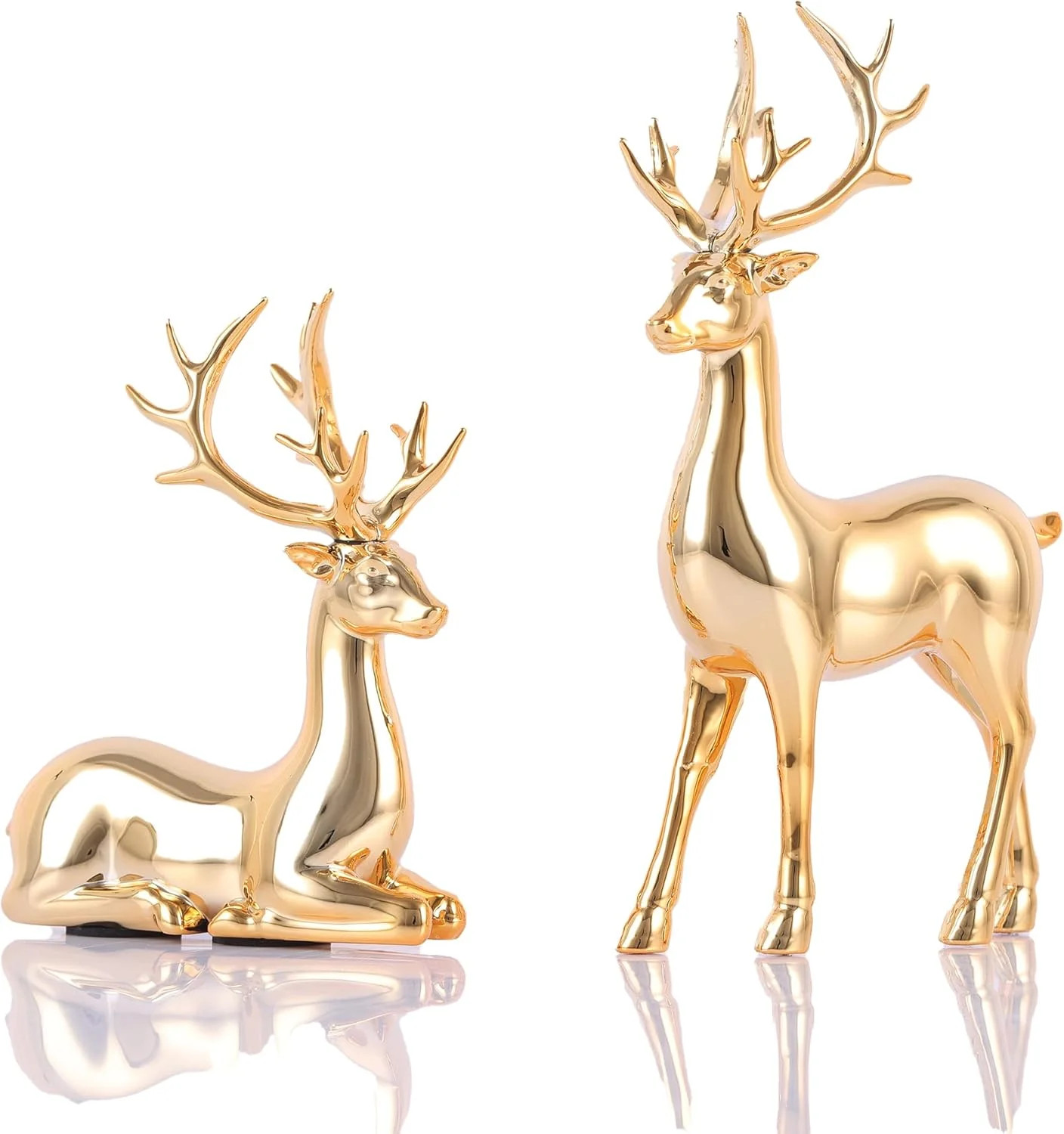 2Pcs Gold Reindeer Christmas Decor Set - Deer Figurine for Table & Home Decor, Golden Table Decor & Deer Decor (Gold) | Wayfair North America