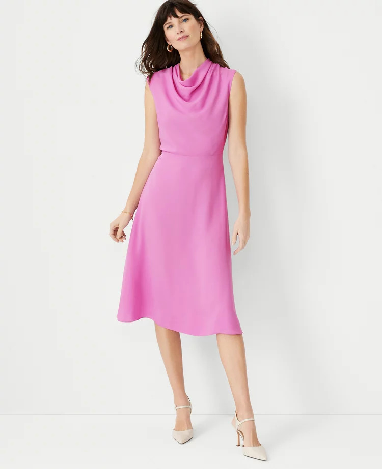 Mock Neck Midi Flare Dress | Ann Taylor (US)