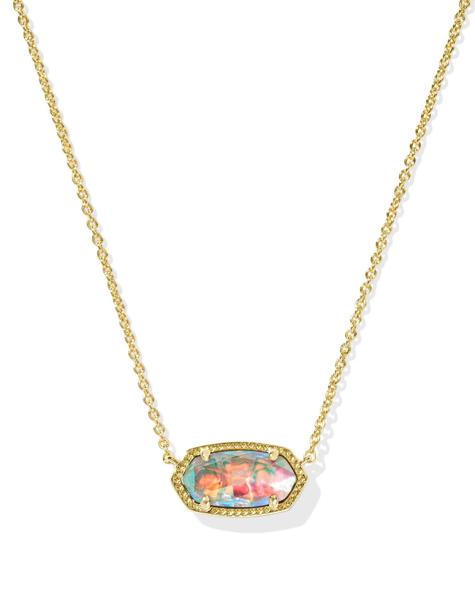 Elisa Gold Pendant Necklace in Dichroic Glass | Kendra Scott