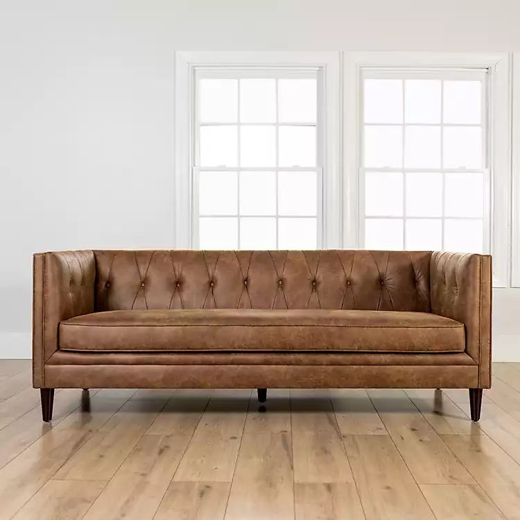 Wyatt Chester Faux Leather Formal Sofa | Kirkland's Home