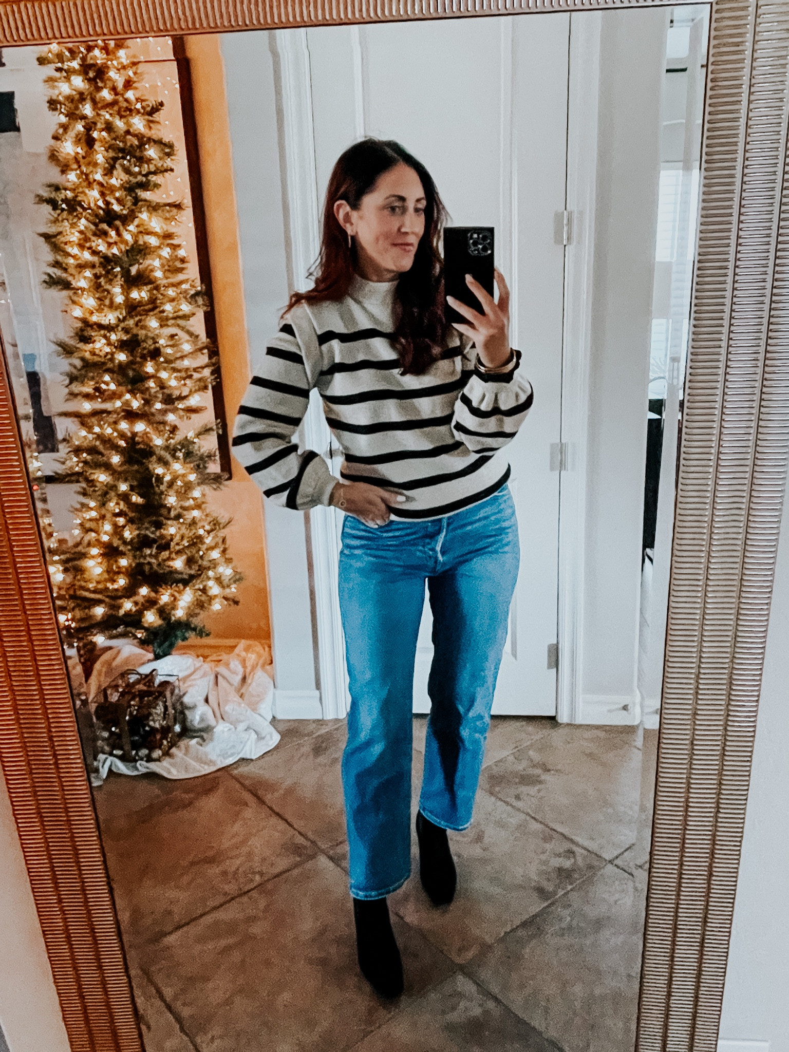 Striped sweater (size small)
Levi’s ribcage straight leg (size 27)

#LTKsalealert #LTKfindsunder50 #LTKHoliday