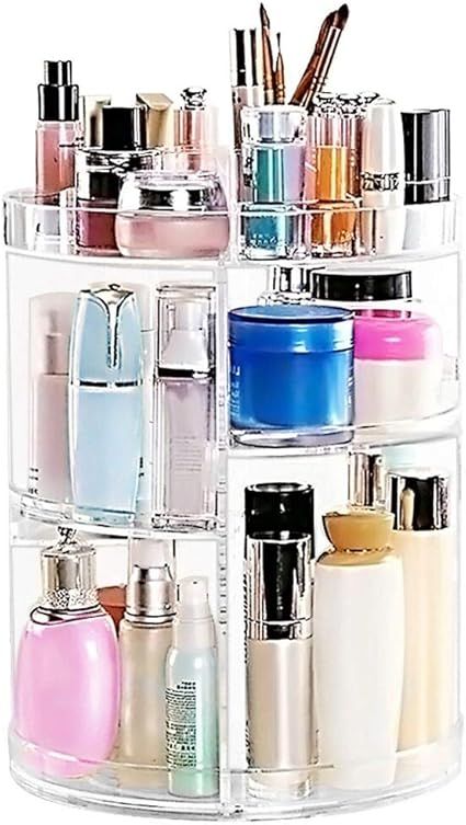 Makeup Organizer 360 Degree Rotating Large Capacity Cosmetic Storage Box 7 Layers Adjustable Shel... | Amazon (US)