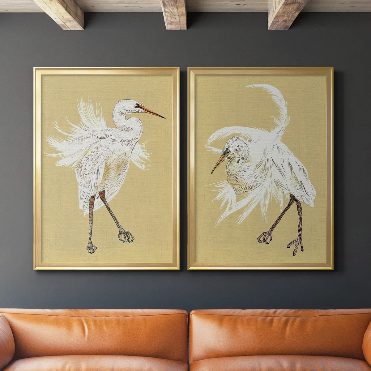 Rosecliff Heights Heron Plumage V 2 Piece Picture Frame Rectangle Print Set on Canvas & Reviews |... | Wayfair North America