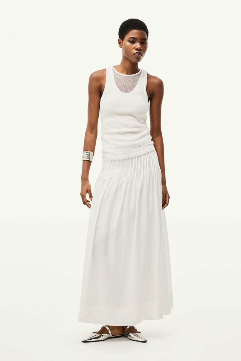 Pintuck Skirt - White - Ladies | H&M US | H&M (US + CA)