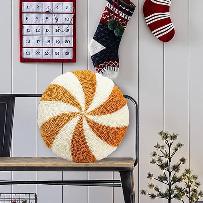 Christmas Candy Cane Pillow, Red White Peppermint Throw Pillow, Lollipop Pillow Christmas Tree St... | Amazon (US)