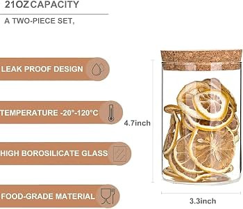 Airtight Glass Storage Containers with cork Lid, for Kitchen Pantry Organization and Storage jar... | Amazon (US)