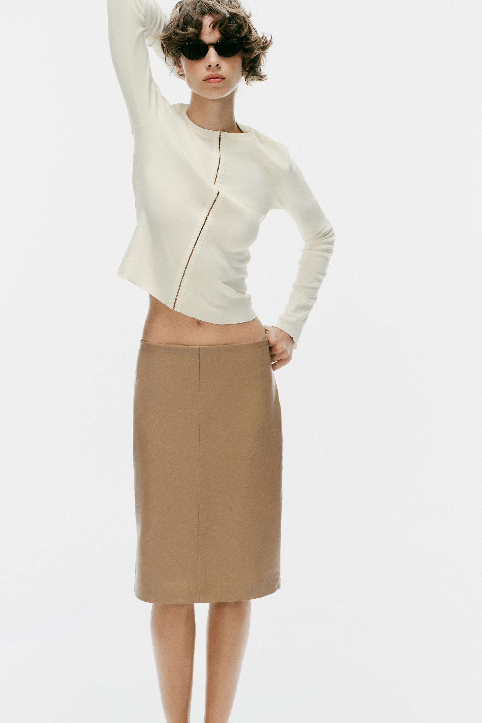 LEATHER EFFECT MIDI SKIRT | Zara UK
